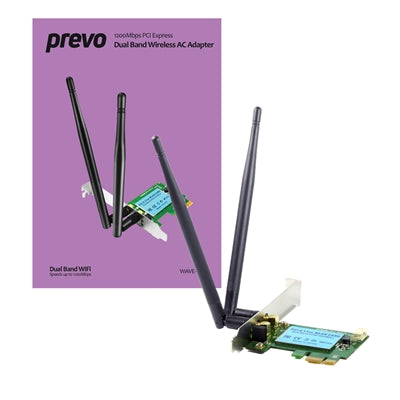 Prevo AC1200 Dual Band WiFi Adapter PCIe 1200Mbps with Antennas Prevo AC1200 Dual Band WiFi Adapter PCIe 1200Mbps with Antennas